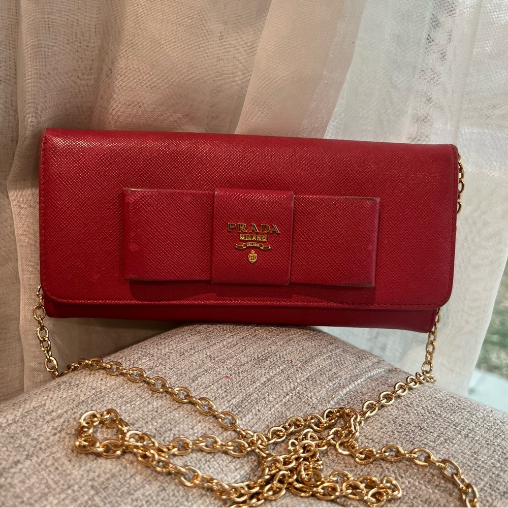 Authentic Prada long Saffiano Wallet on Chain